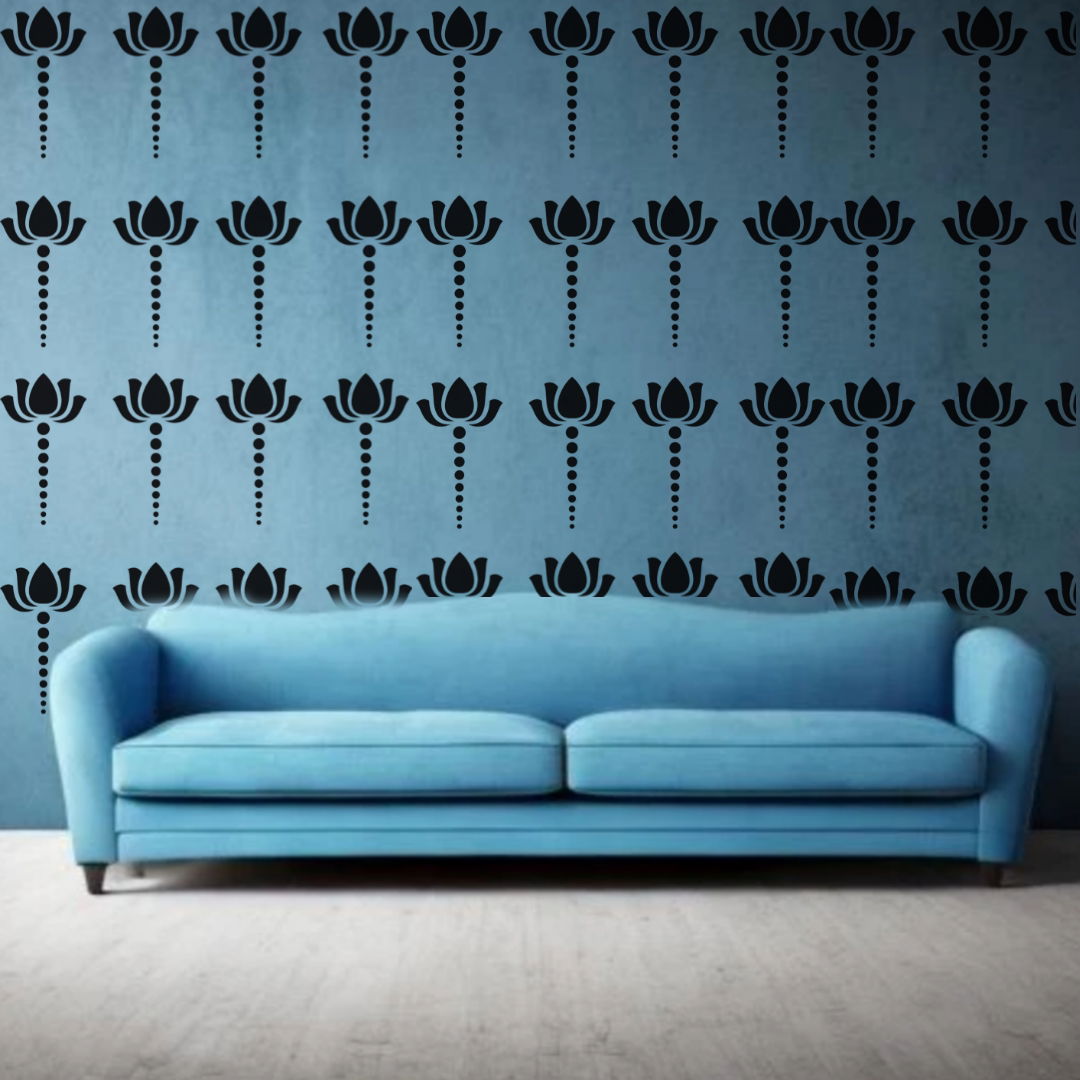 Tranquil Bloom - Reusable Wall Art Stencil for DIY Crafts and Décor Image