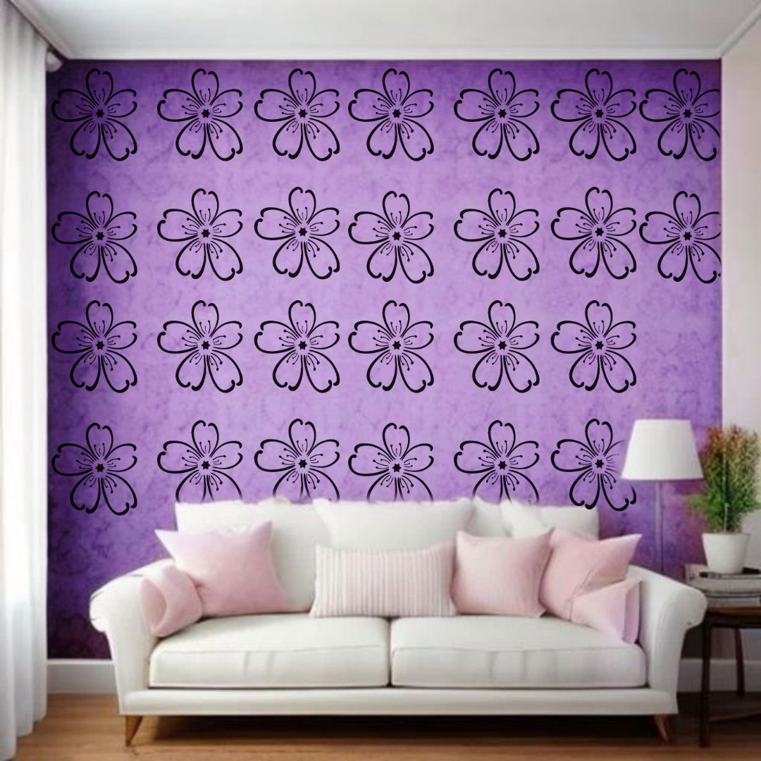 Flourished Floral Doodle - Reusable Wall Art Stencil for DIY Crafts and Décor