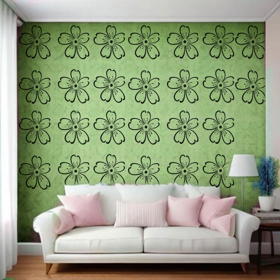 Flourished Floral Doodle - Reusable Wall Art Stencil for DIY Crafts and Décor Image