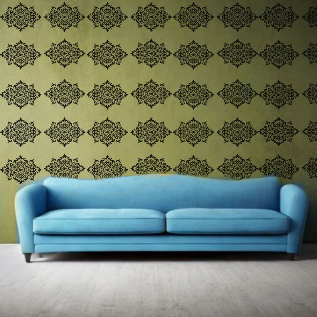 Regal Black and White Flourish - Reusable Wall Art Stencil for DIY Crafts and Décor