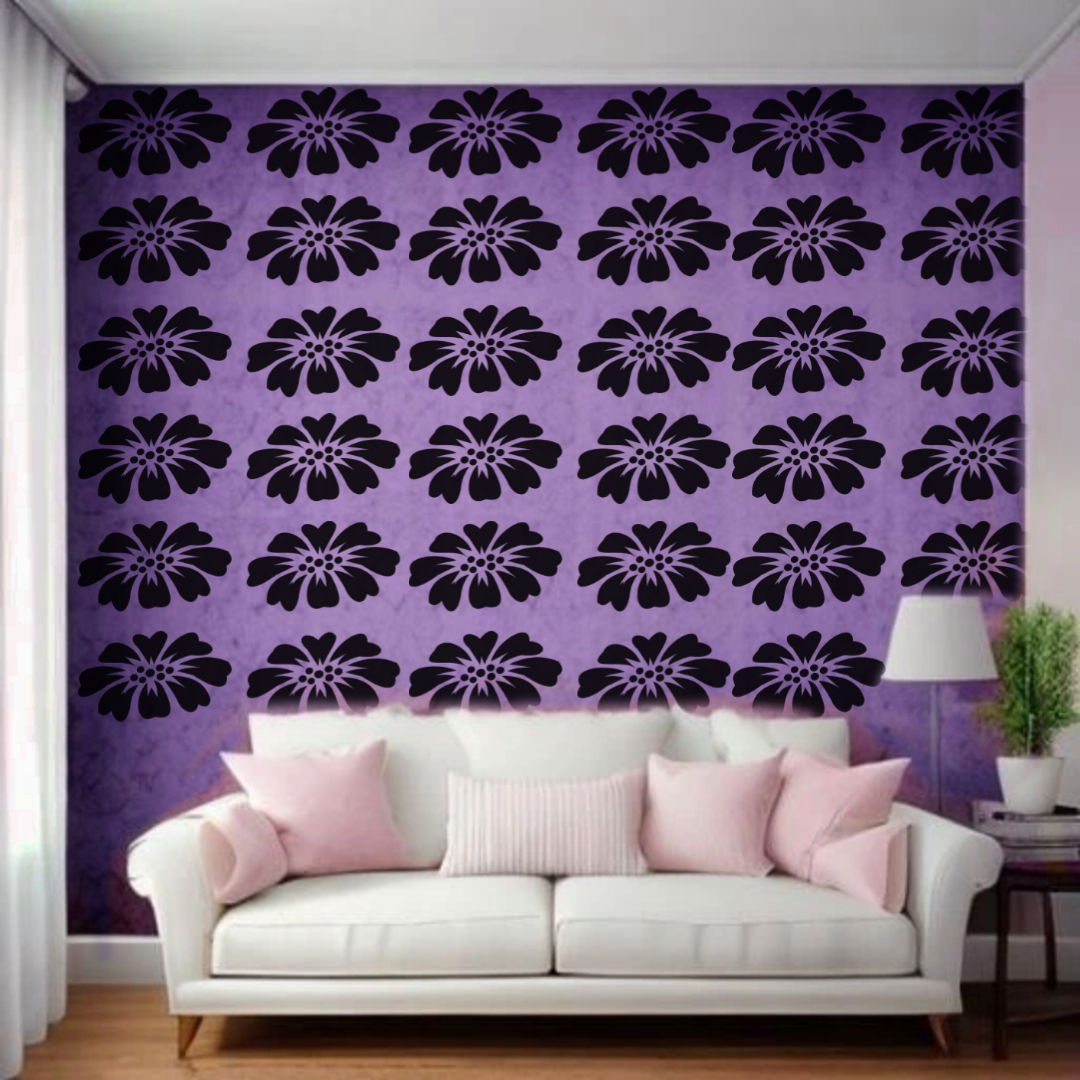 Noir & Blanc Floral Design -Reusable Wall Art Stencil for DIY Crafts and Décor