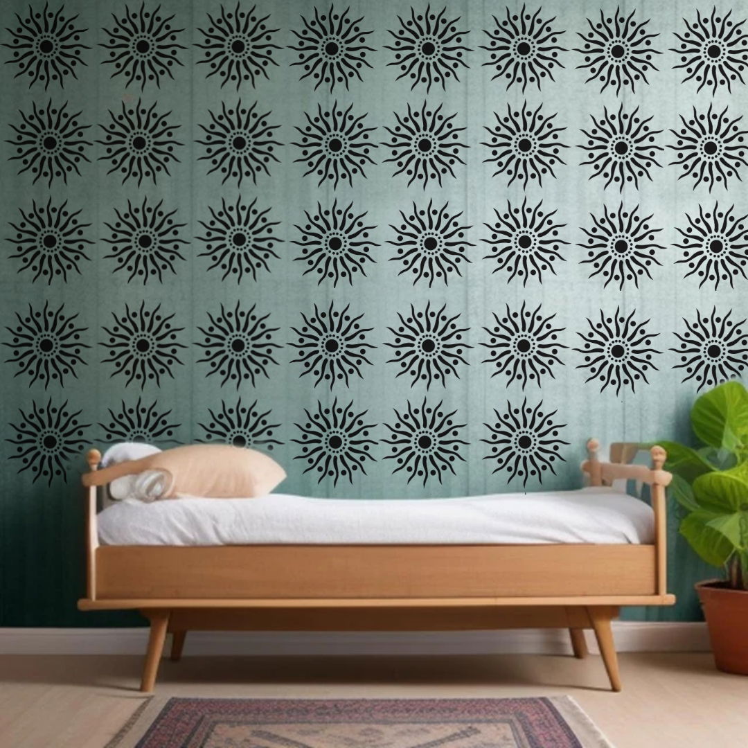 Sunlit Harmony - Reusable Wall Art Stencil for DIY Crafts and Décor Image