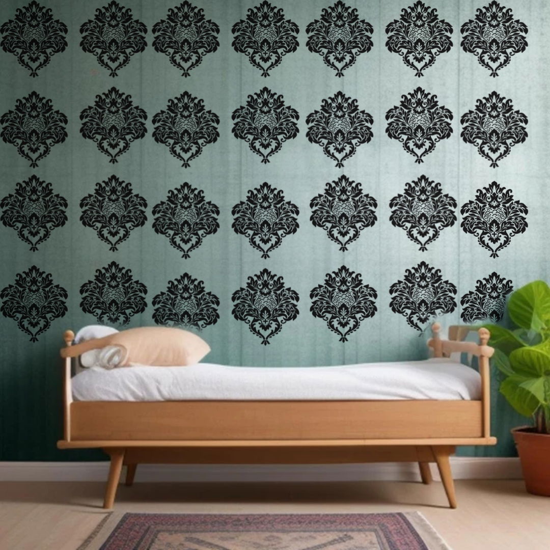 Vintage Damask Vector Patterns - Reusable Wall Art Stencil for DIY Crafts and Décor