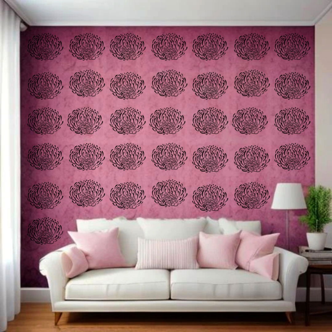 Exquisite Bloom Sketch - Reusable Wall Art Stencil for DIY Crafts and Décor Image