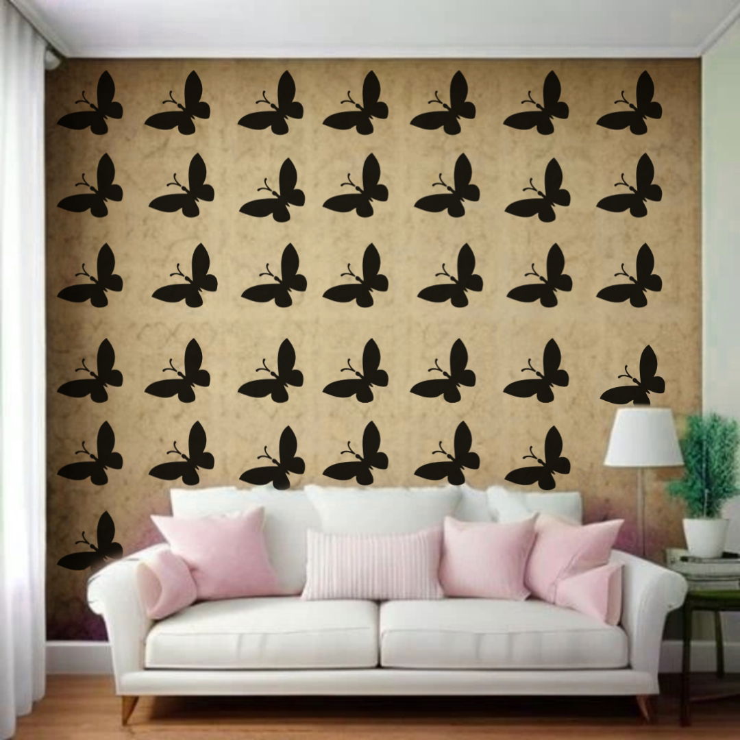 Fluttering Beauty - Reusable Wall Art Stencil for DIY Crafts and Décor Image