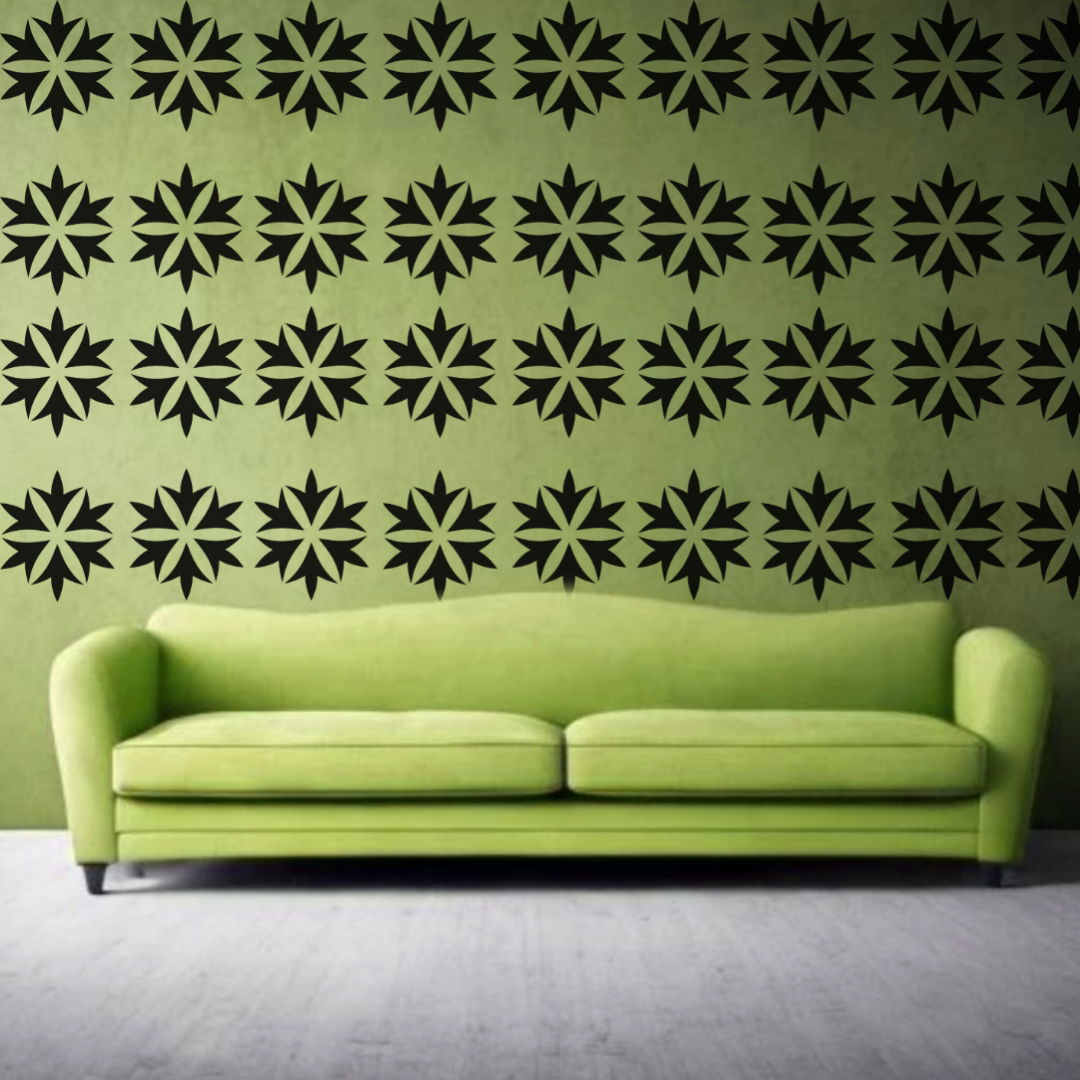 Symmetry Star Bloom - Reusable Wall Art Stencil for DIY Crafts and Décor
