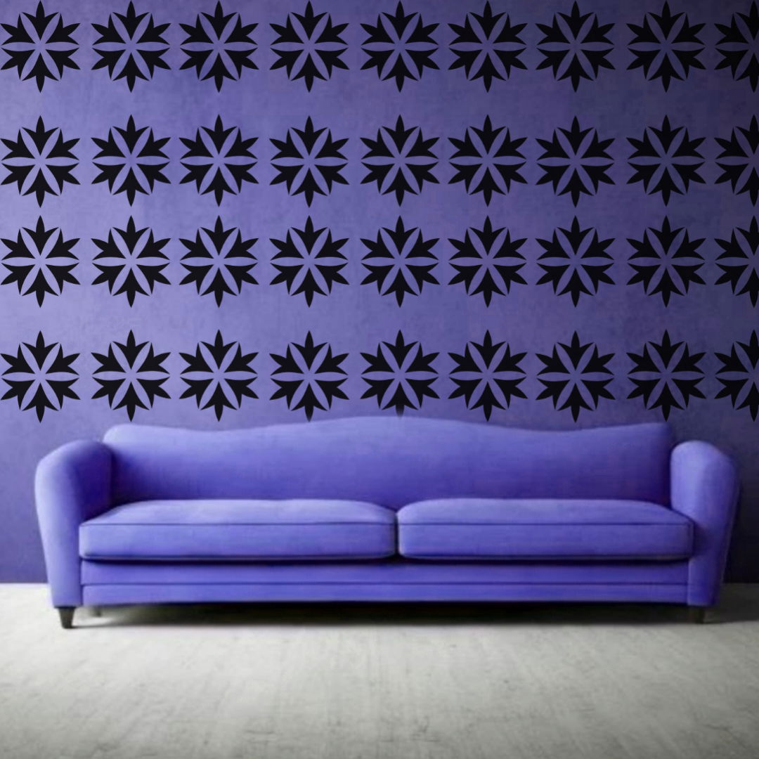 Symmetry Star Bloom - Reusable Wall Art Stencil for DIY Crafts and Décor Image