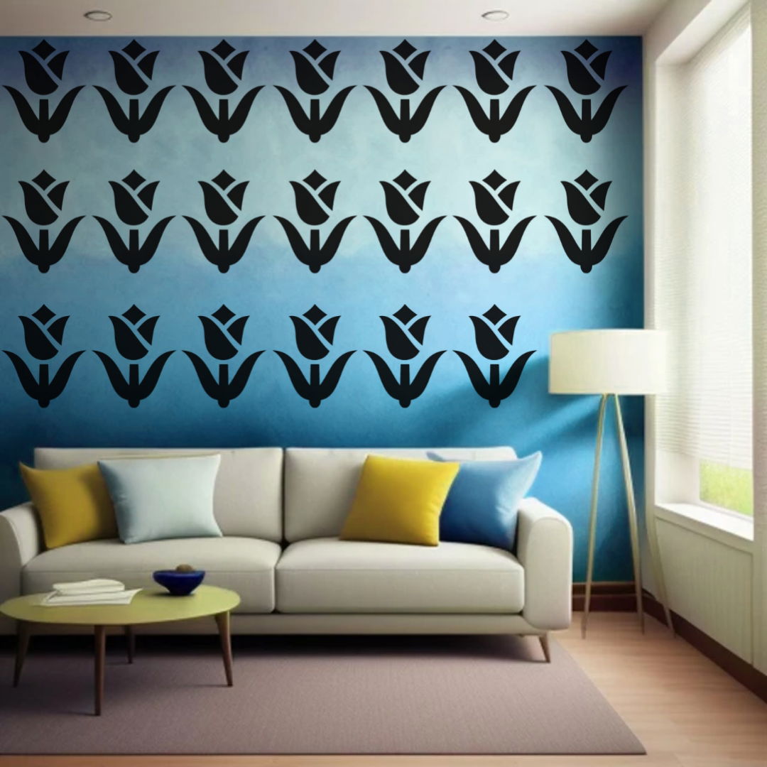 Tulip Essence Luxe - Reusable Wall Art Stencil for DIY Crafts and Décor Image