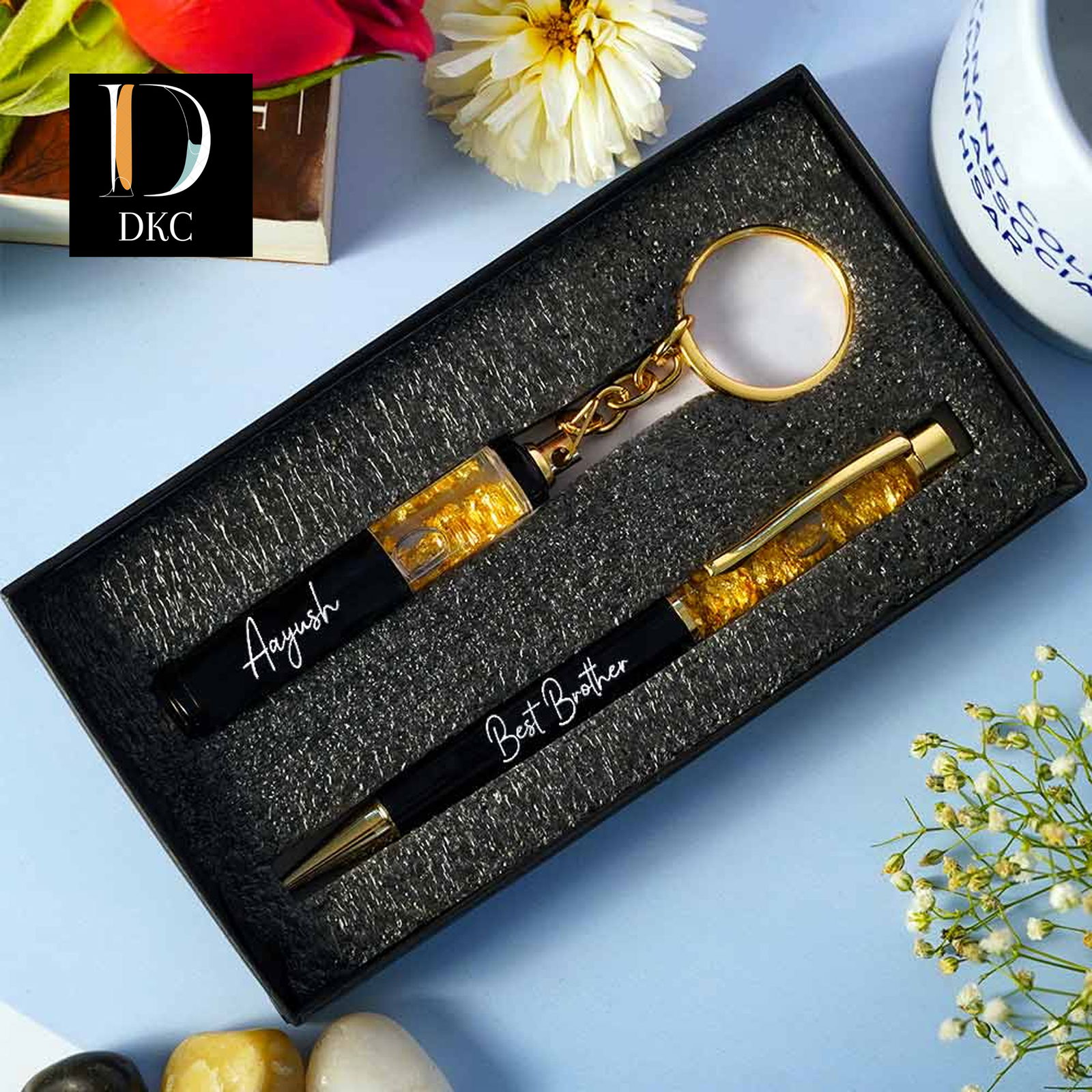 GOLD FLAKE PEN KEYCHAIN COMBO A20 Image