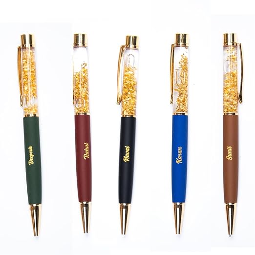 A34  Customized Classic Gold Flake Pen with Name Engraved | Personalized Pen with Name