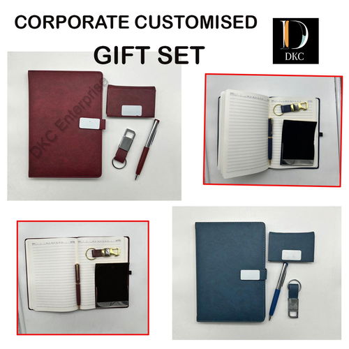 4 IN 1 FAUK LATHER DIARY SET SR 417 DIARY PEN KEYCHAIN CARD HOLDER