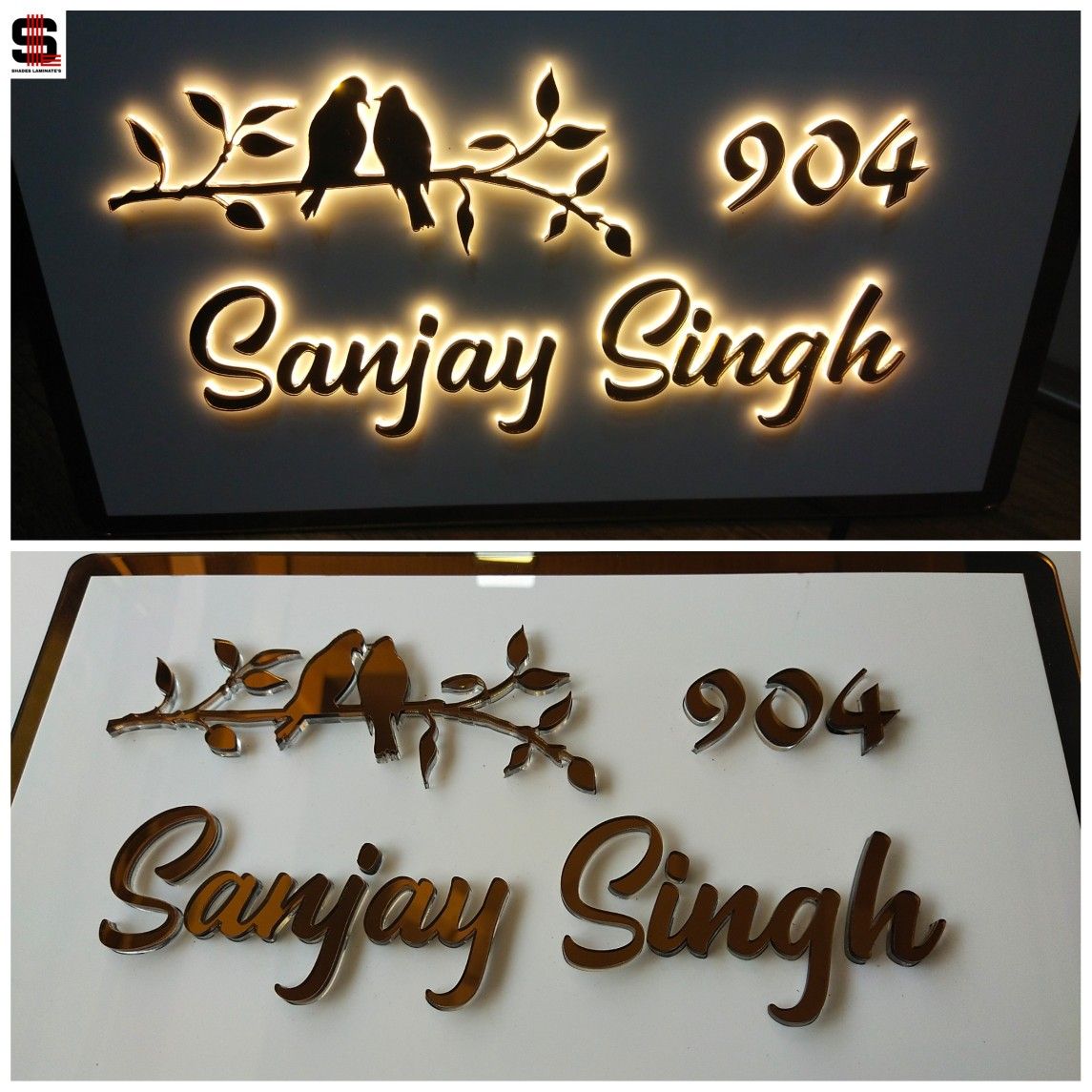 Acrylic Personalized Home Door Name Plate with LED Light 12*18