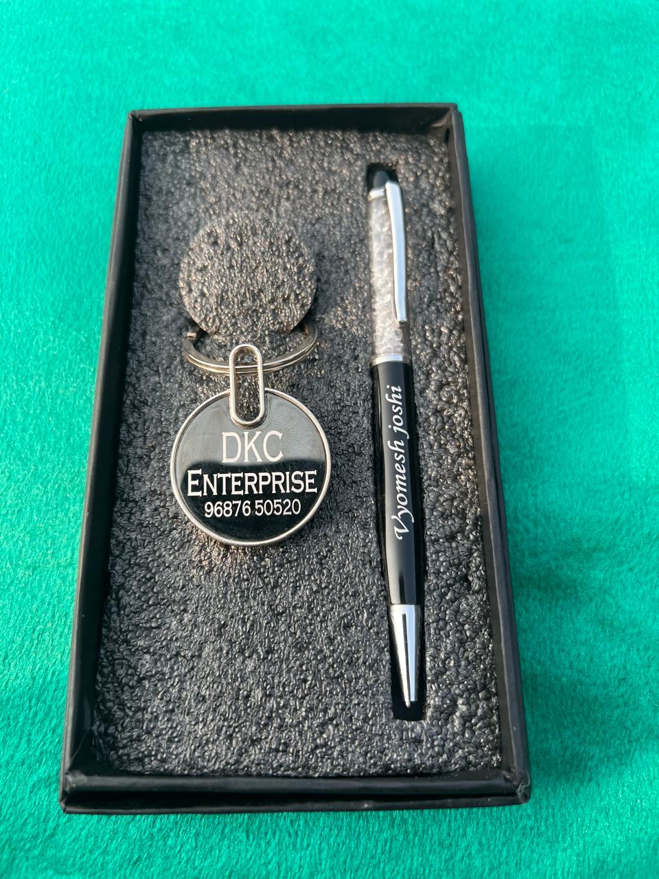 SILVER FLAKE PEN ROUND KEYCHAIN COMBO A33