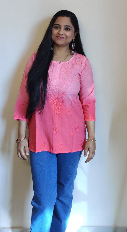 Ombre Chikankari Short Kurti Image