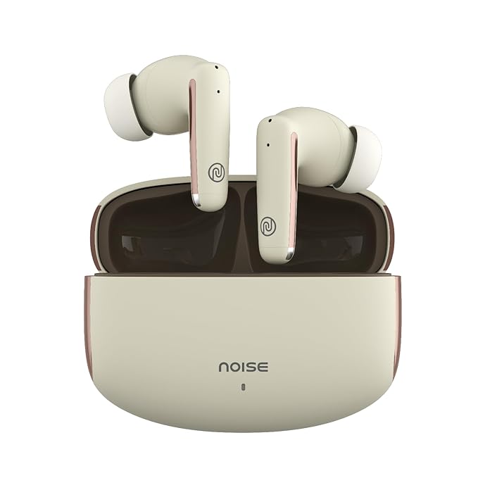 Noise Buds Venus Truly Wireless in-Ear Earbuds with ANC(Upto 30dB), 40H Playtime, Quad Mic with ENC, Instacharge(10 min=120 min), Low Latency(up to 45ms),10mm Driver (Lunar Ivory) Image 