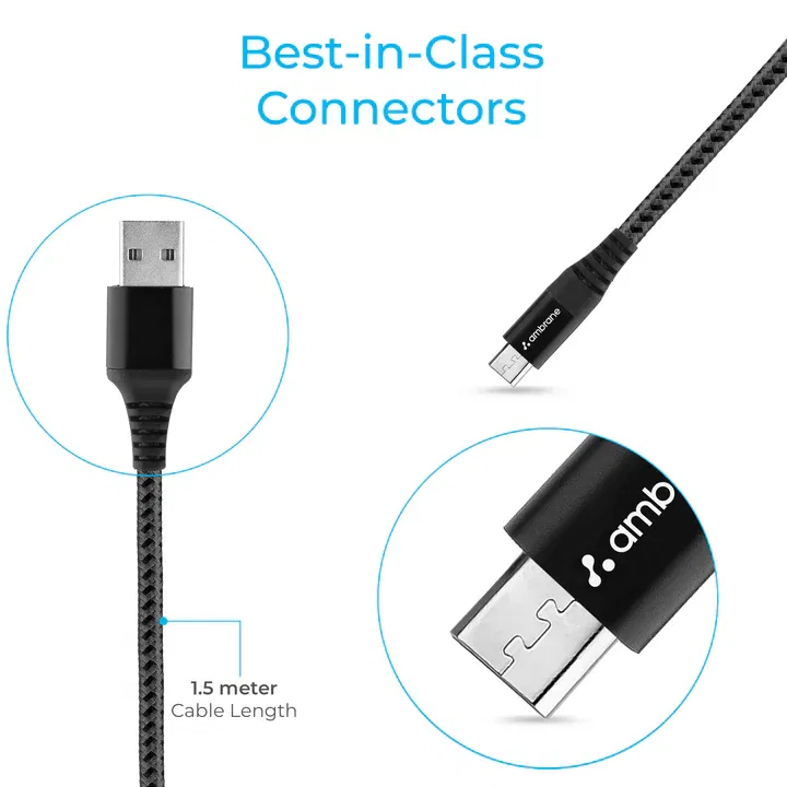 Ambrane BCM-15 MICRO USB BRAIDED CABLE  Image 