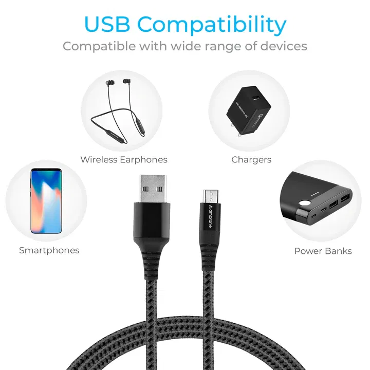 Ambrane BCM-15 MICRO USB BRAIDED CABLE  Image 