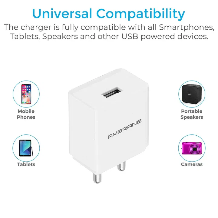 Ambrane AWC-47 WALL CHARGER WITH TYPE -C  CABLE Image 