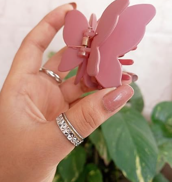 1 pc.Tia Thrifts  Butterfly Hair Cluture for Thick Hair Matte Finish Hair Claw Clips for Women & Girls, Multi color, Image 