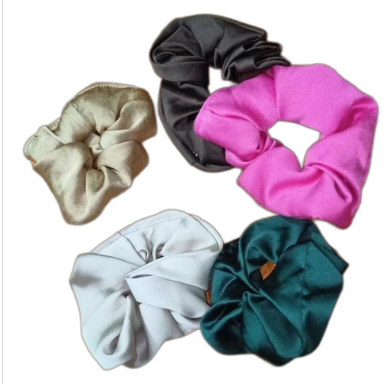 Tia 's thrift Tie Scrunchies Soft Hair Rubber Bands (multi-color) 60 for 2 pcs. Image 