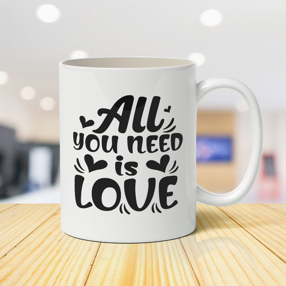 BWG - ALL YOU NEED IS LOVE Coffee Cup - Novelty Gag Gift for Friend Sister Boss Employee Brother Funny Inspirational and Sarcasm Ceramic Mug Tea Cup Image