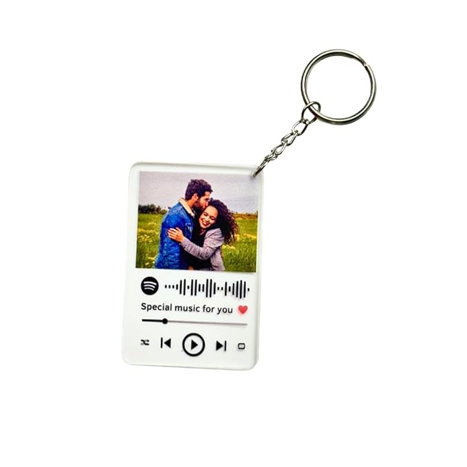 BWG - Personalized Acrylic UV print Keychain With Photo And Spotify Song Code | Couple Gift, Multicolor Scan the Code and get the songs from loved one