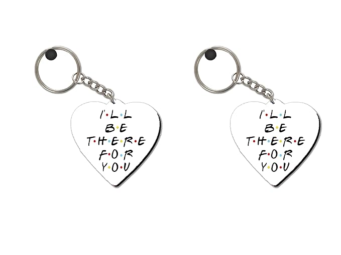 MDF-MDF Heart Shaped Key Chain Set of 2 I Am Here for You for Best Gift for Friends, Girlfriend, Boyfriend, Family