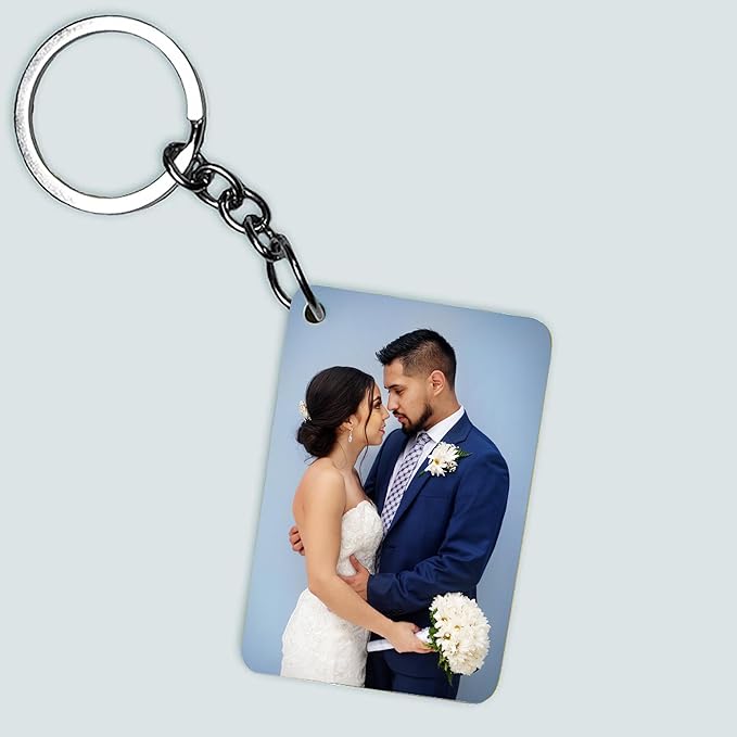 BWG- MDF Rectangle Keychain (set of 2) For Customized Photo Gift for home, bike, sooty, birthday photo of love, brand, Keychain Size 5cm x 5cm Image