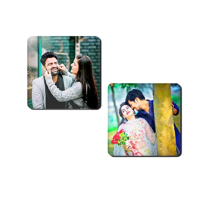 BWG- Fridge Magnets Customized Photo  (Set of 2)  gift for boy, girl, hubby, wifey, Anniversary, Birthday gift, gifts for rakhi, Brand name|| 3 X 3 Inch Image