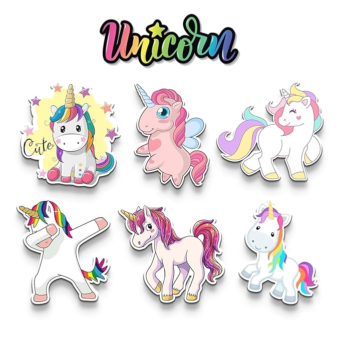 BWG- Fridge Magnets Refrigerator Stylish Set UNICORN Designs for Home, Kitchen and Decoration Multicolor (set of 6) Image