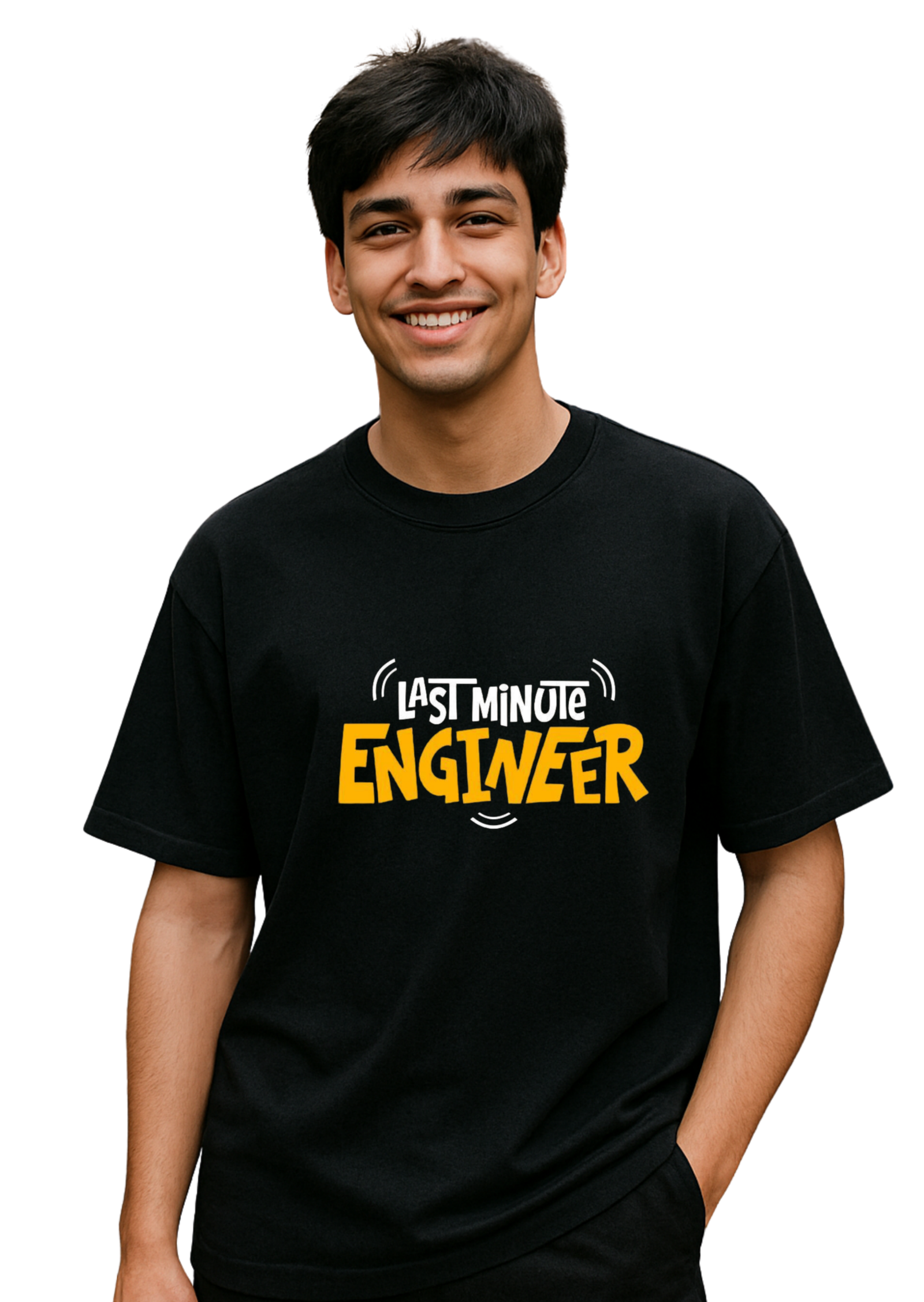 Last Minute Engineer Oversized T-shirt | Kasturika Premium 100% Cotton T-shirt  Image