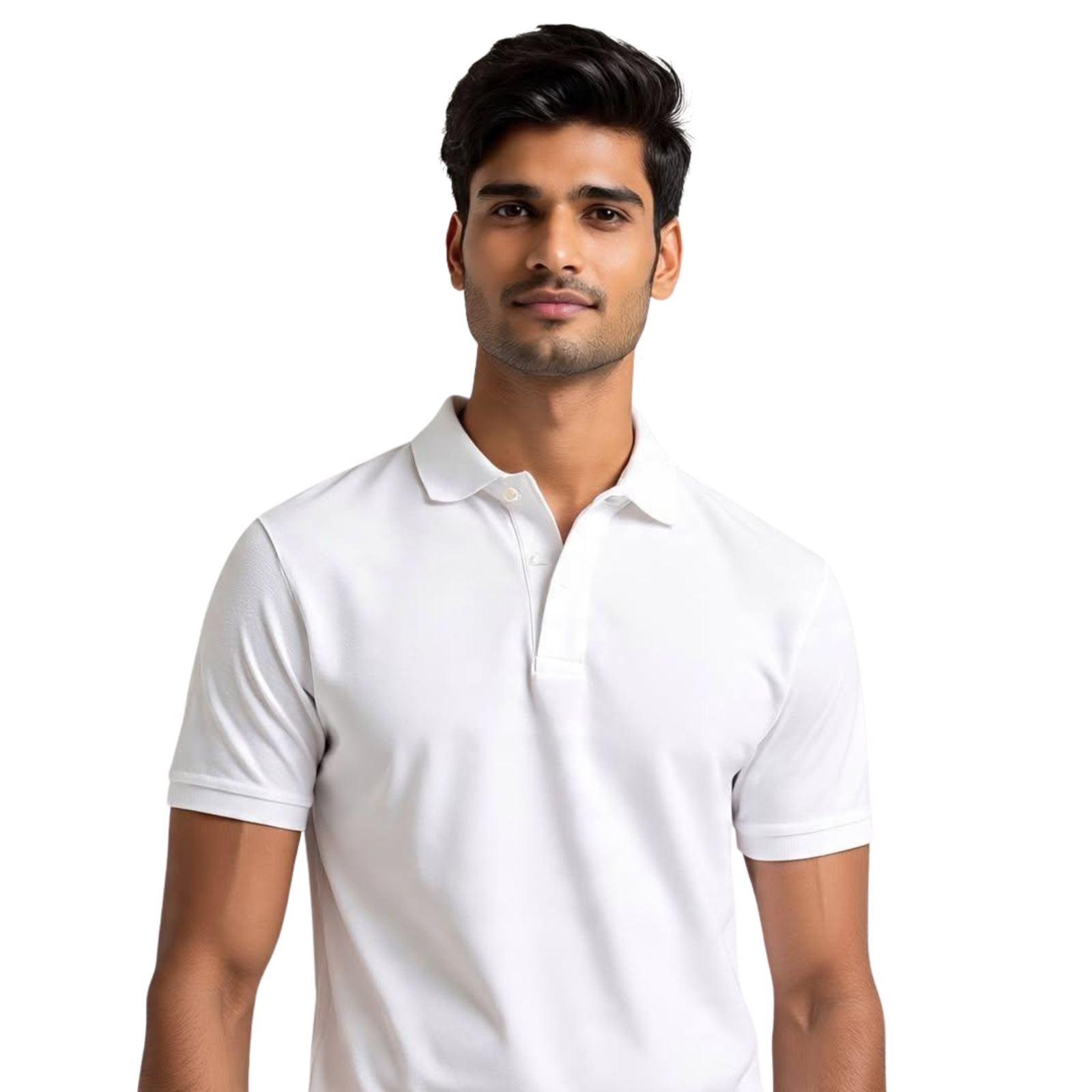 White Polo T- Shirt | Kasturika Premium 100 % Cotton Matty Fabric  Image