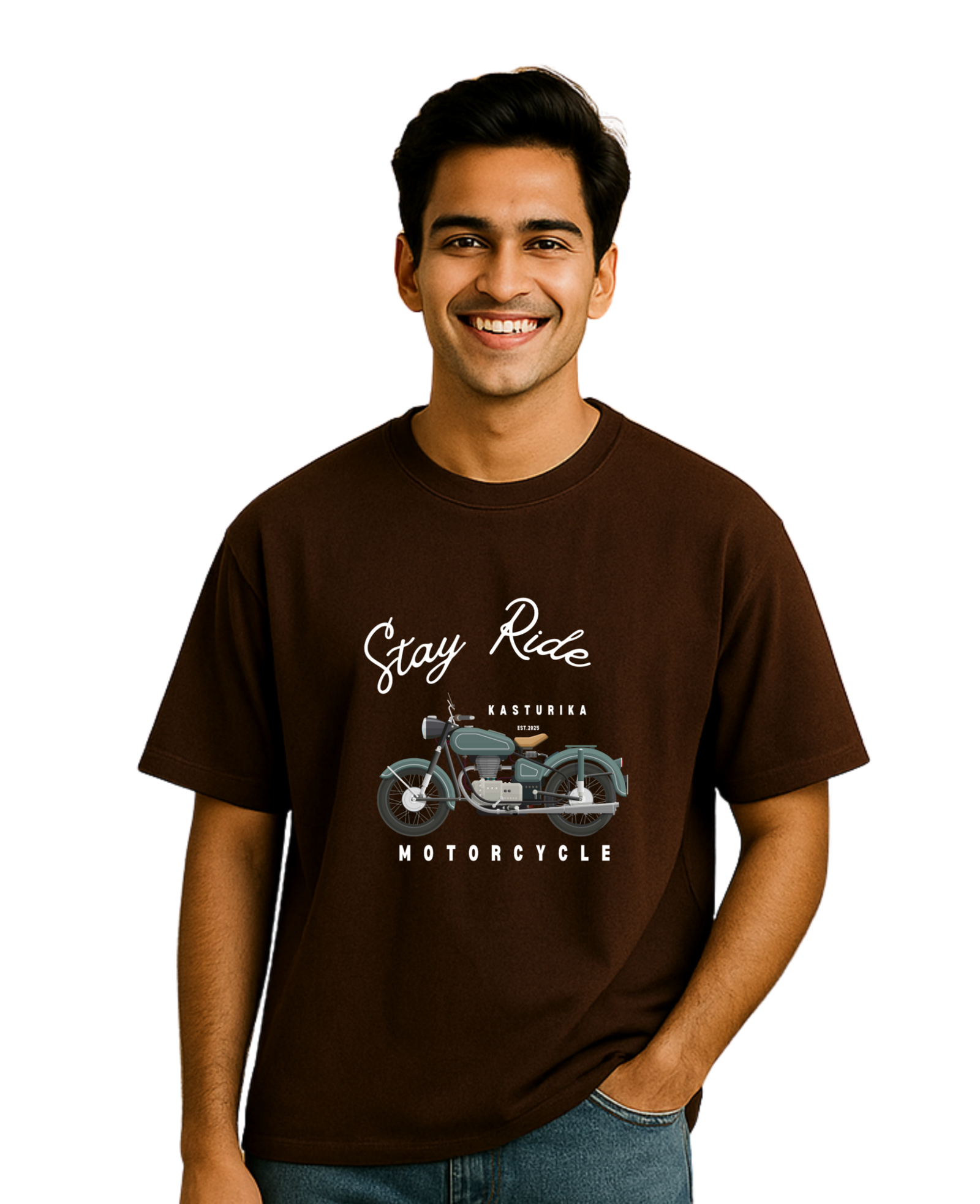 Stay Ride Oversized T-Shirt | Kasturika Premium 100% Cotton T-Shirt  Image