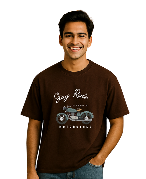 Stay Ride Oversized T-Shirt | Kasturika Premium 100% Cotton T-Shirt  Image