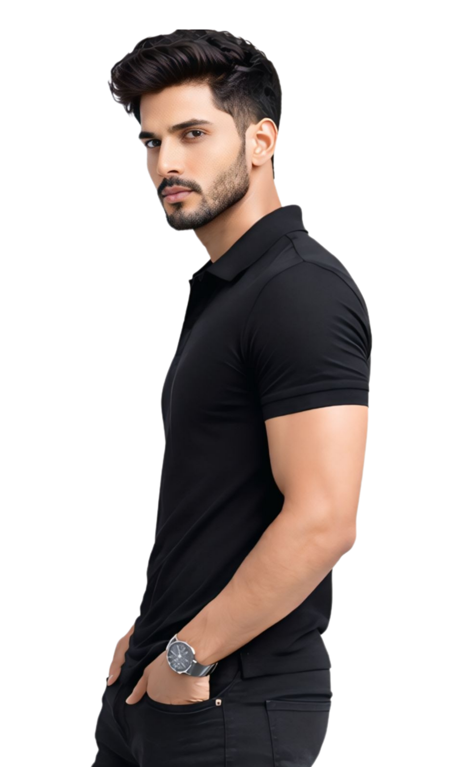 Kasturika Unisex Black Polo T-Shirt – Premium Matty Cotton  Image 