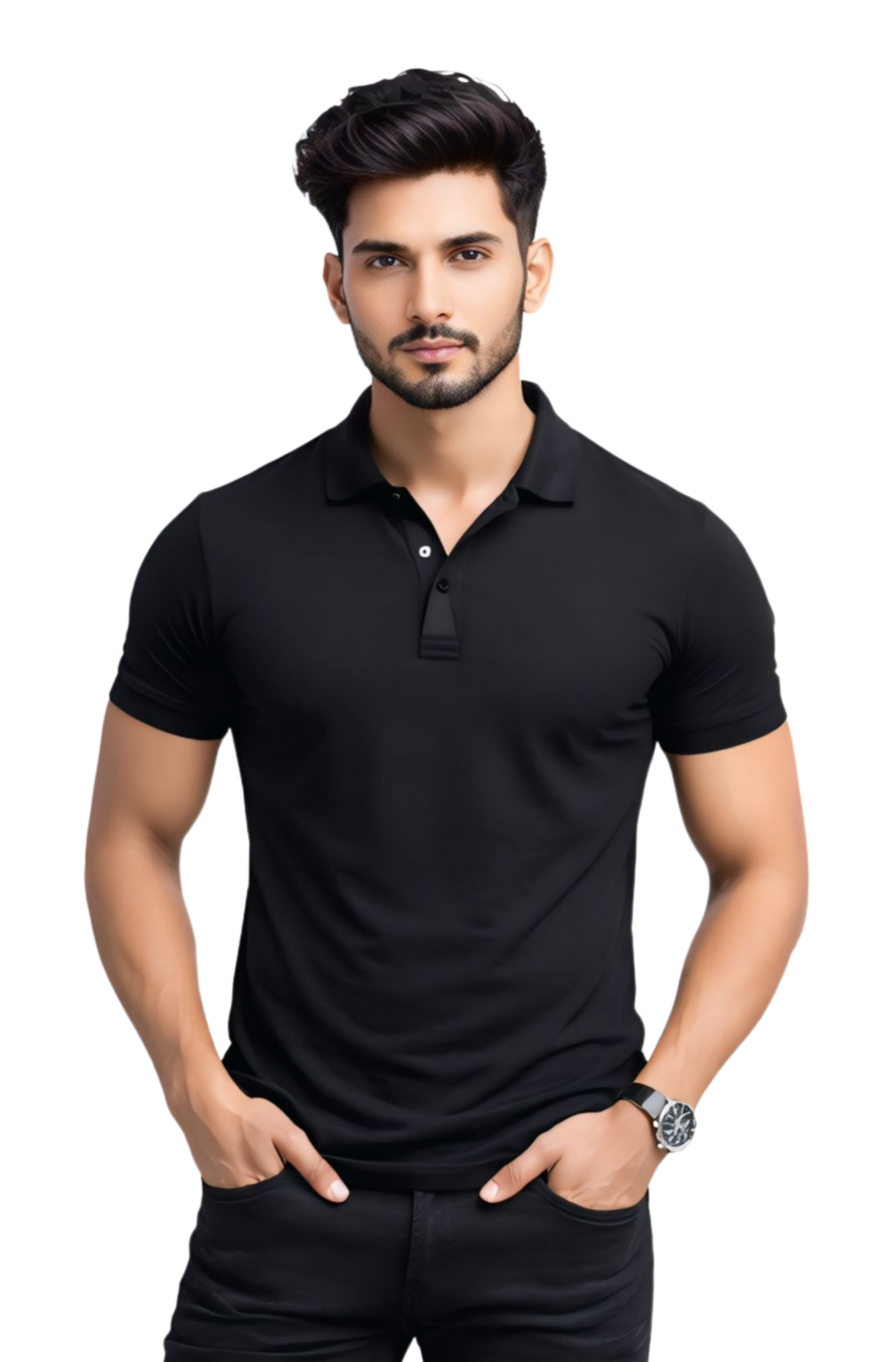 Kasturika Unisex Black Polo T-Shirt – Premium Matty Cotton  Image