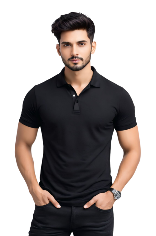 Kasturika Unisex Black Polo T-Shirt – Premium Matty Cotton  Image