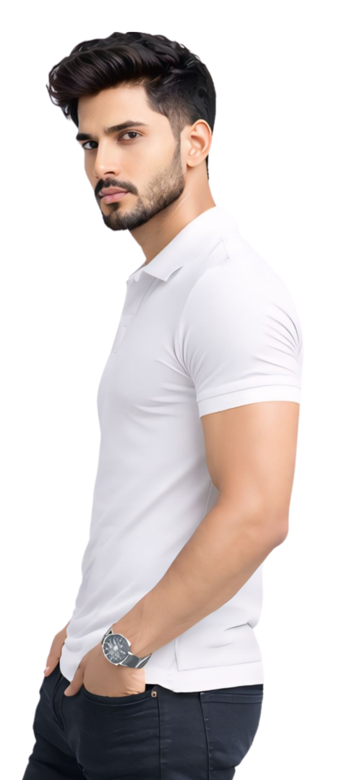 Kasturika Unisex White Polo T-Shirt – Premium 100 % Cotton Matty Fabric  Image 