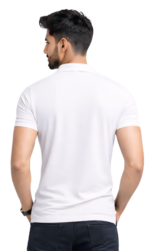 Kasturika Unisex White Polo T-Shirt – Premium 100 % Cotton Matty Fabric 