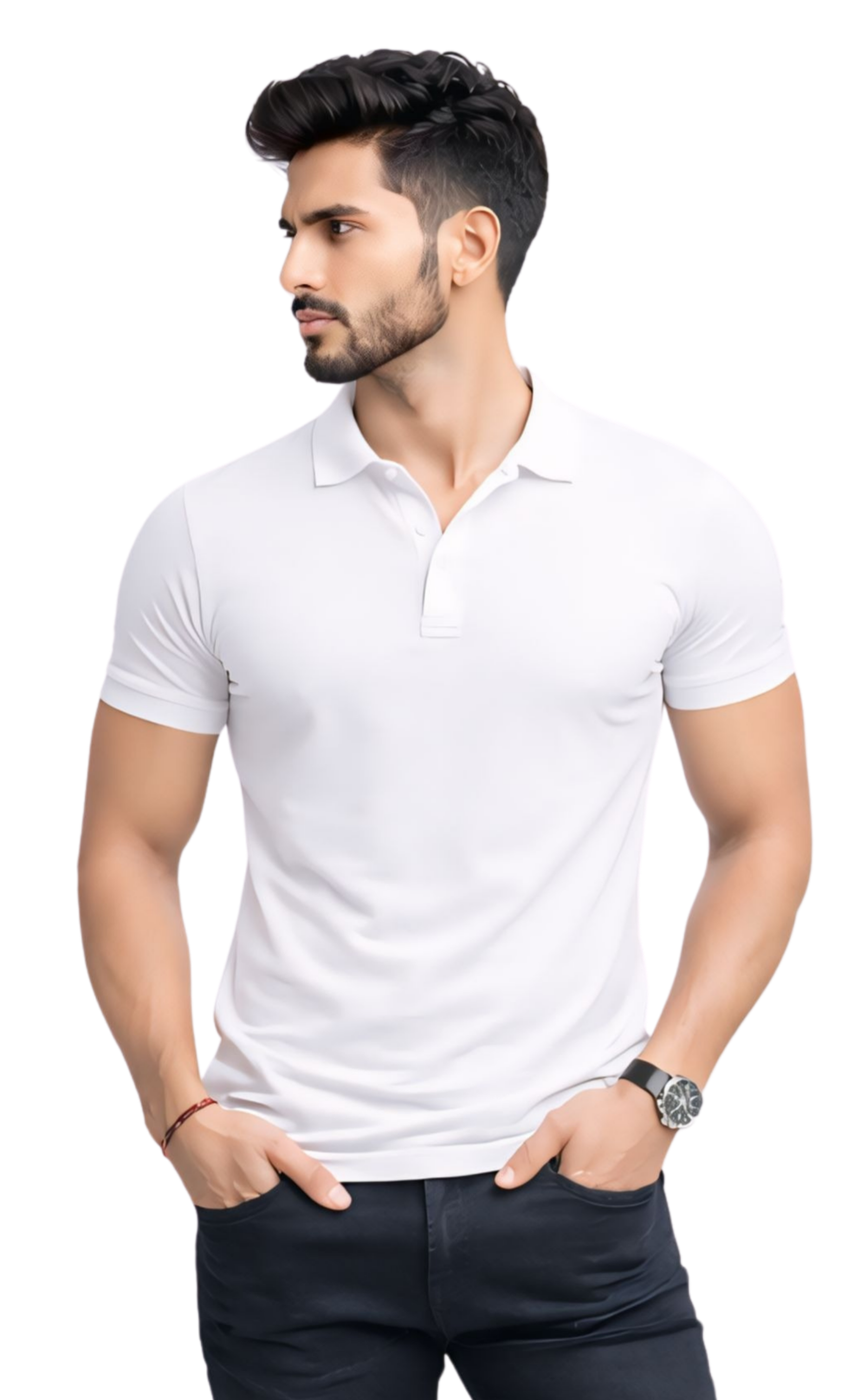 Kasturika Unisex White Polo T-Shirt – Premium 100 % Cotton Matty Fabric  Image 
