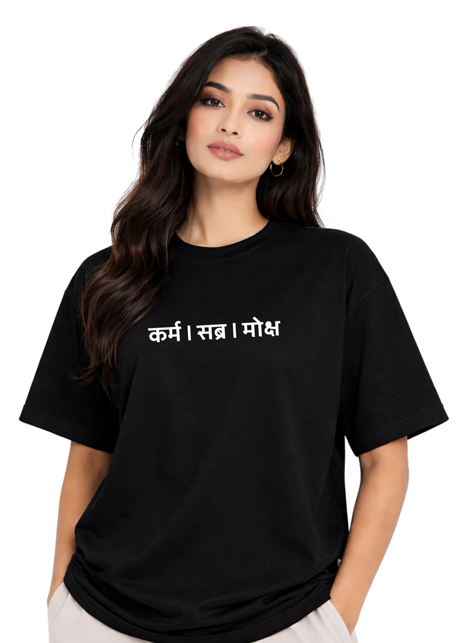 Kasturika “कर्म | सब्र | मोक्ष” Oversized Spiritual Cotton Unisex T-Shirt  Image 