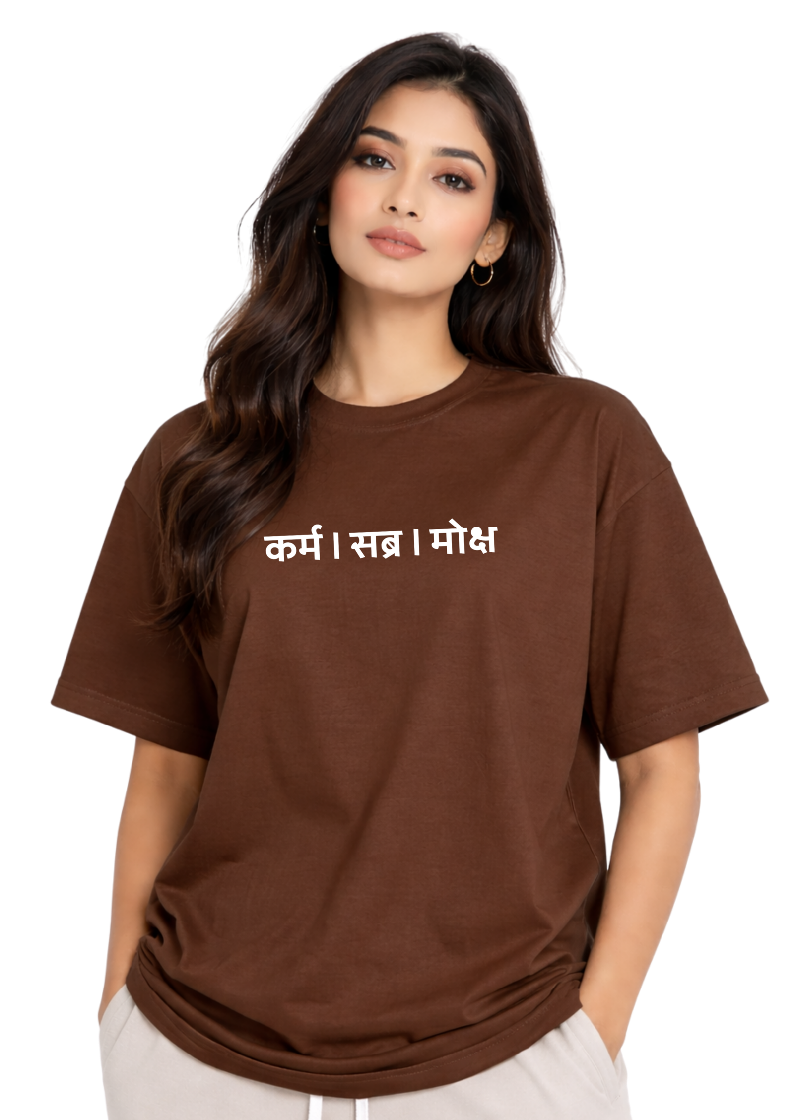 Kasturika “कर्म | सब्र | मोक्ष” Oversized Spiritual Cotton Unisex T-Shirt  Image 
