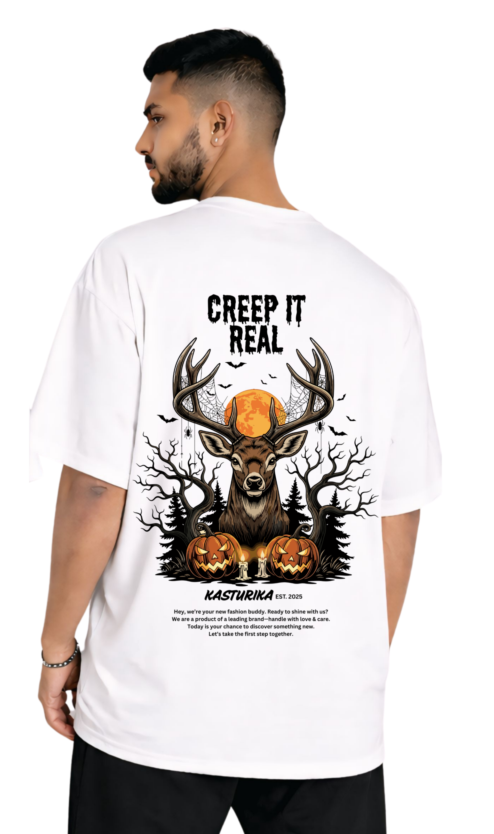 Kasturika “Creep It Real” Graphic Oversized T-Shirt – 100% Premium Cotton T-Shirt  Image 