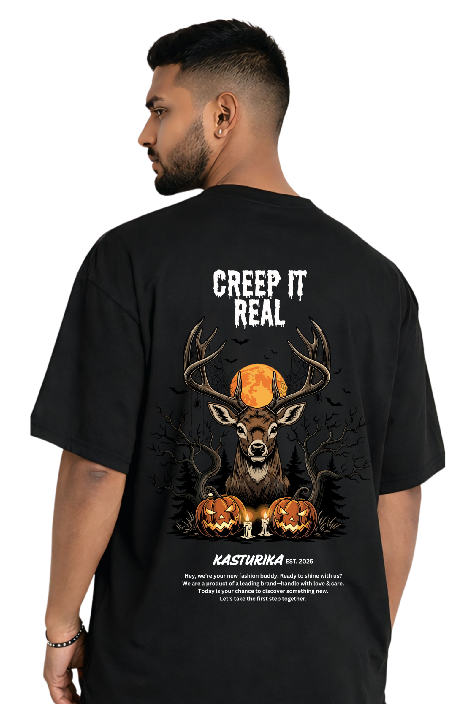 Kasturika “Creep It Real” Graphic Oversized T-Shirt – 100% Premium Cotton T-Shirt  Image 
