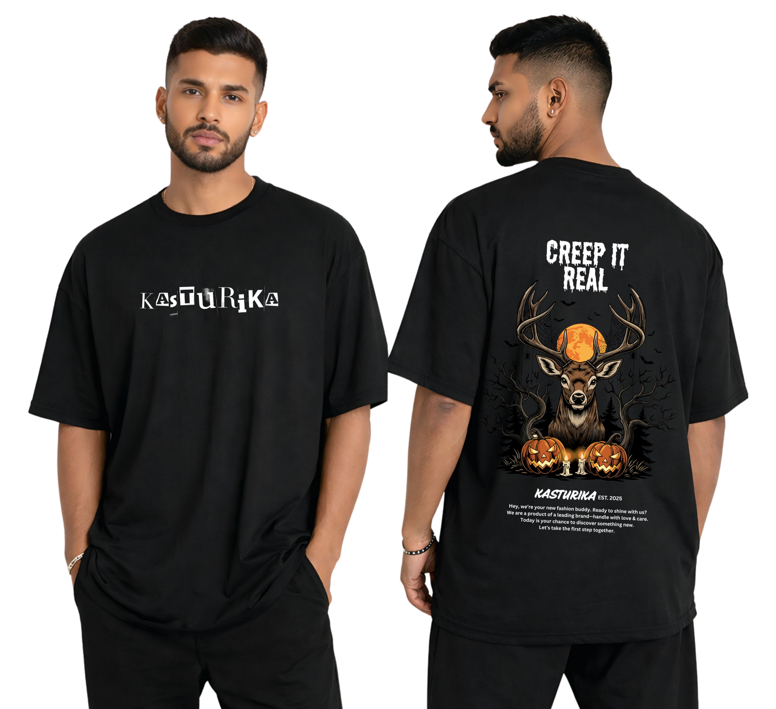 Kasturika “Creep It Real” Graphic Oversized T-Shirt – 100% Premium Cotton T-Shirt  Image 