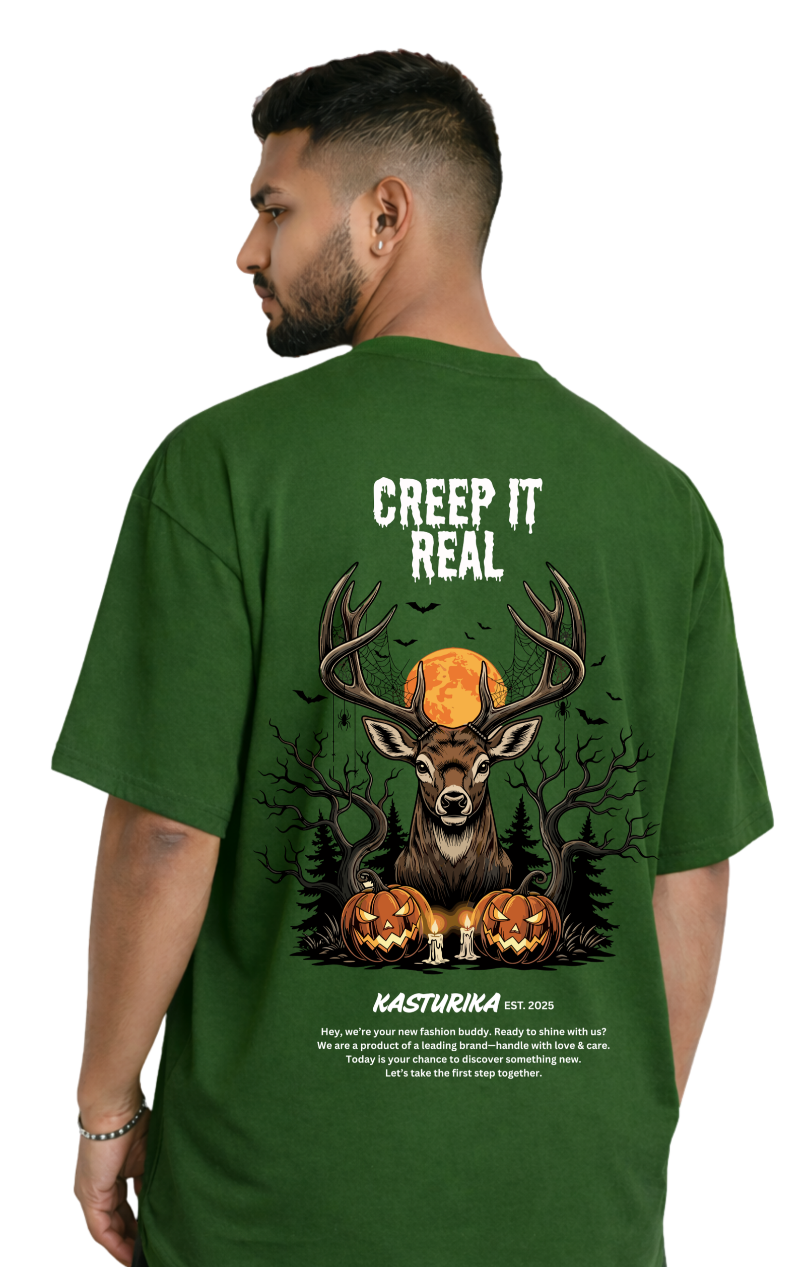 Kasturika “Creep It Real” Graphic Oversized T-Shirt – 100% Premium Cotton T-Shirt  Image 
