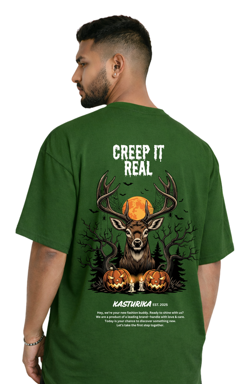 Kasturika “Creep It Real” Graphic Oversized T-Shirt – 100% Premium Cotton T-Shirt  Image