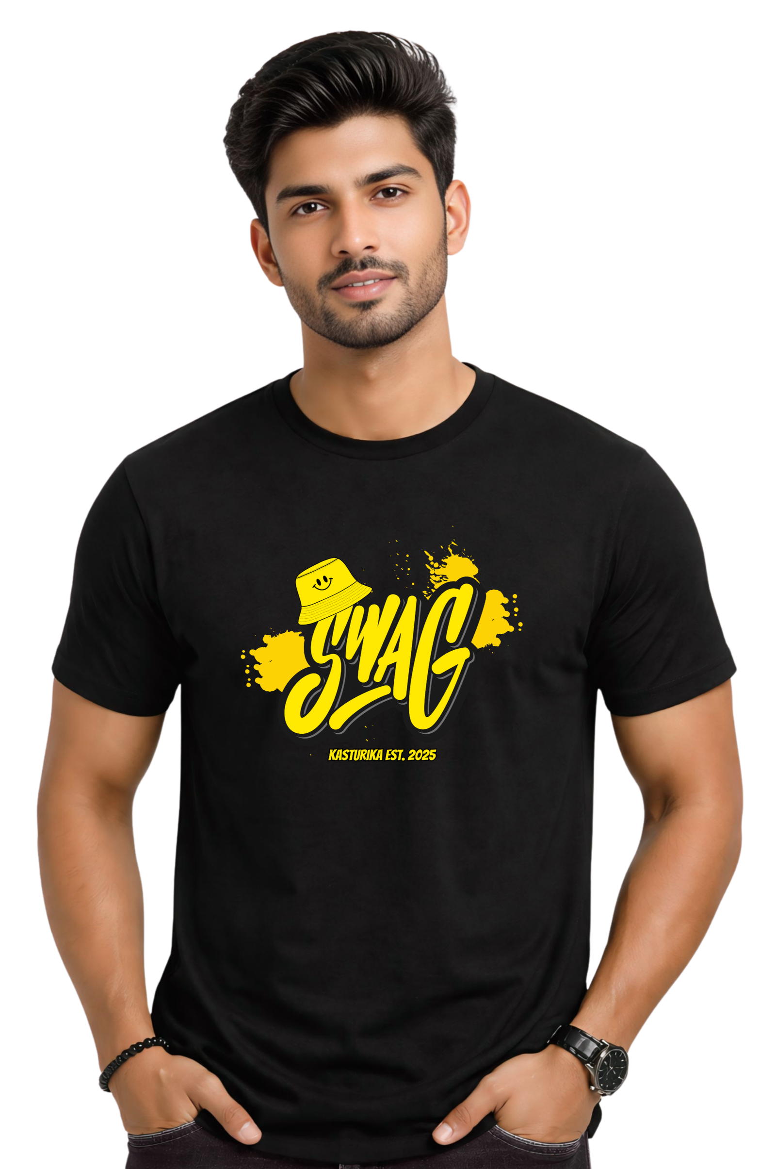 Kasturika “SWAG” Graphic Printed Regular T-Shirt for Men & Women | Premium Cotton Tee Image