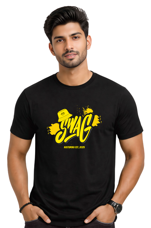 Kasturika “SWAG” Graphic Printed Regular T-Shirt for Men & Women | Premium Cotton Tee Image
