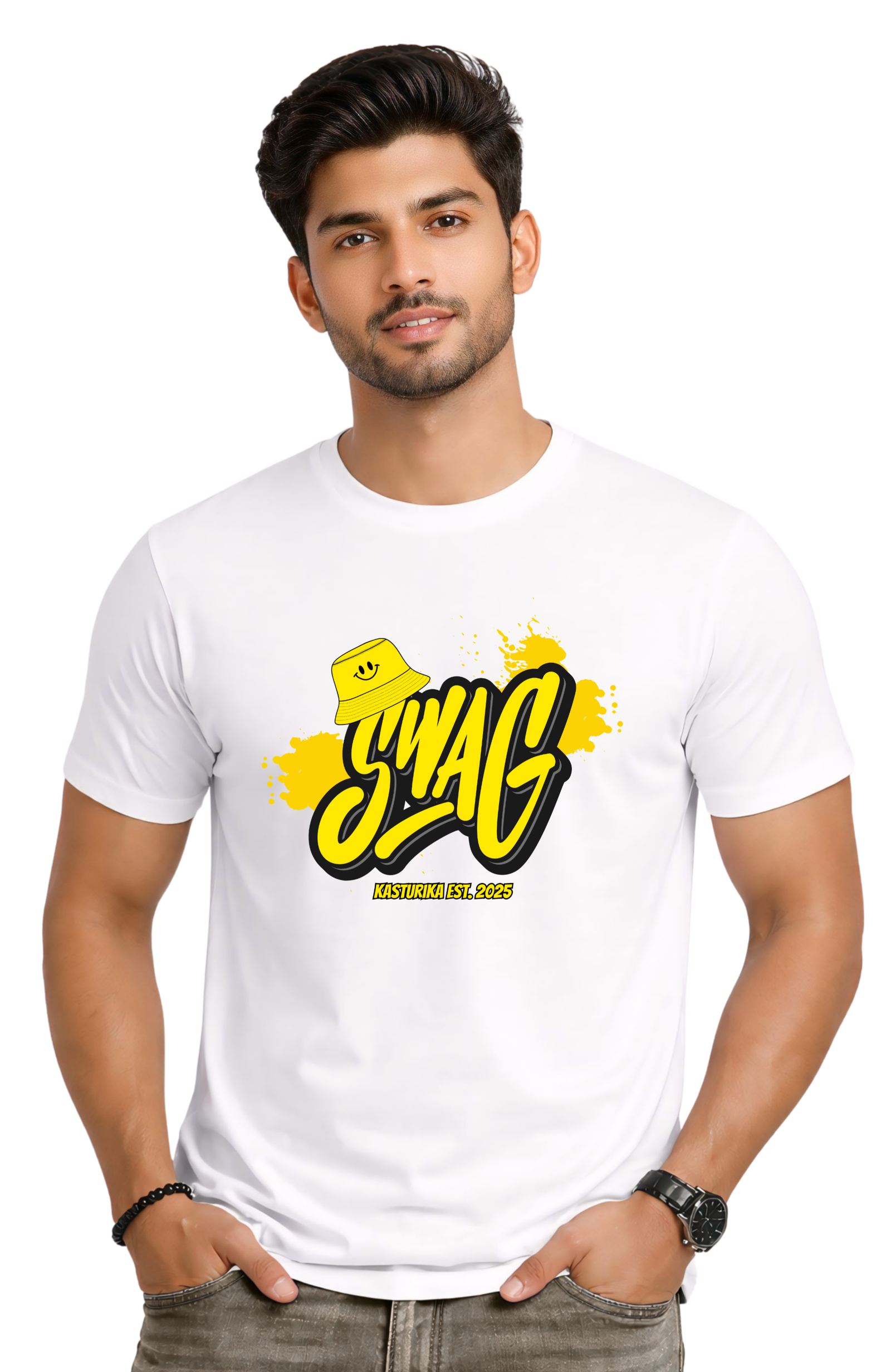 Kasturika “SWAG” Graphic Printed Regular T-Shirt for Men & Women | Premium Cotton Tee Image 